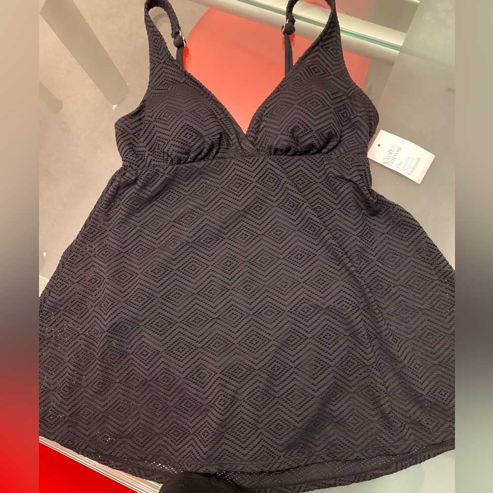 Croft and barrow black tummy control swimsuit size 10 adjustable straps